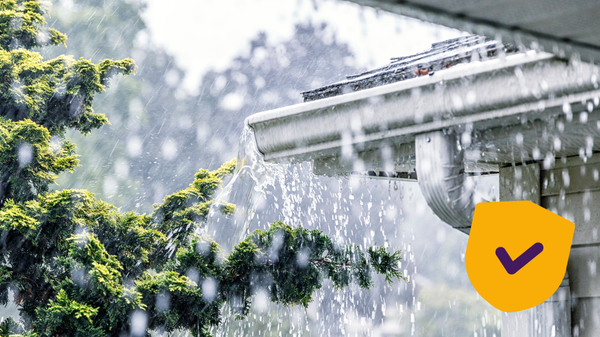 Dakgoot met regenwater