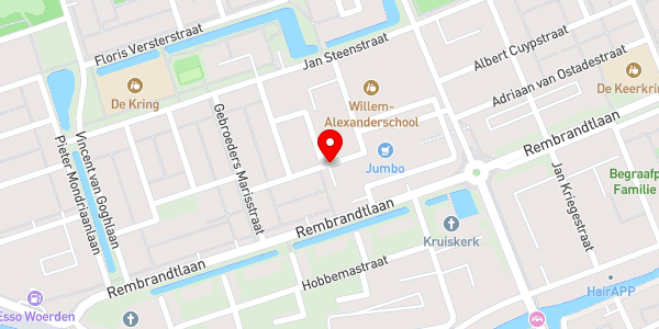 Kaartweergave met markering van de plaats van het incident.